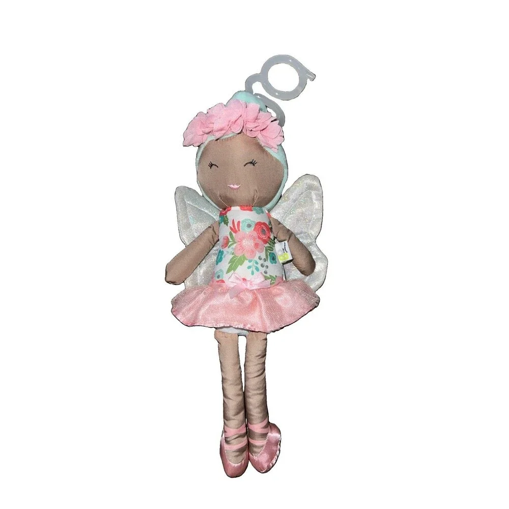 Go By Goldbug Plush Floral Fairy Doll Baby Toy Rattle Crinkle Wings 12”